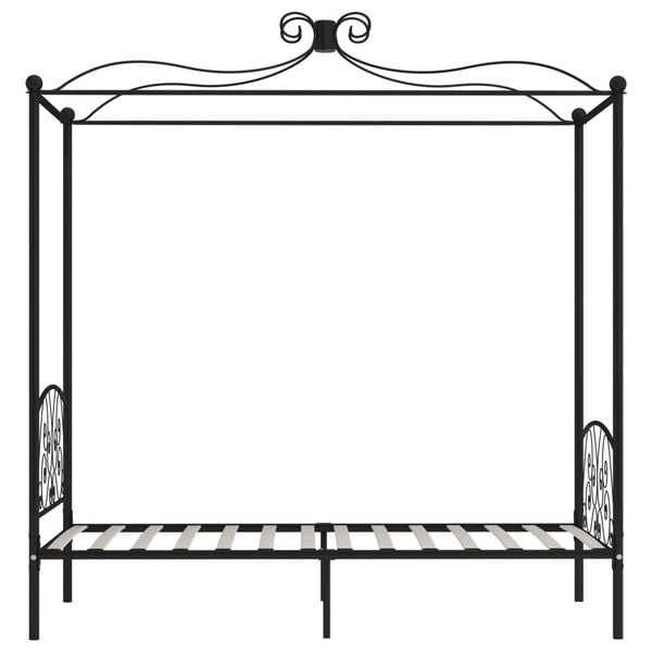 vidaXL Canopy Bed Frame without Mattress Black Metal 100x200 cm