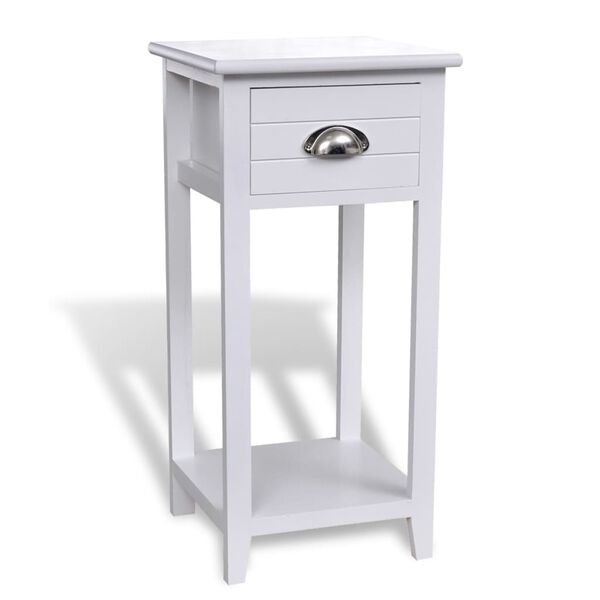 vidaXL Nightstand with 1 Drawer White