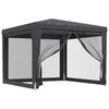 vidaXL Party Tent with 4 Mesh Sidewalls Anthracite 3x3 m HDPE