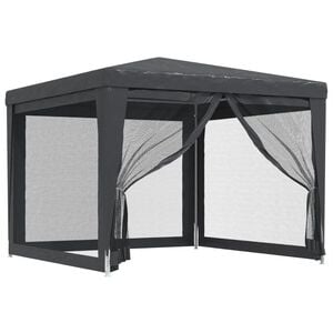 vidaXL Party Tent with 4 Mesh Sidewalls Anthracite 3x3 m HDPE
