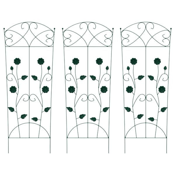 vidaXL Garden Fence 3 pcs Green 112 x 40 cm Steel