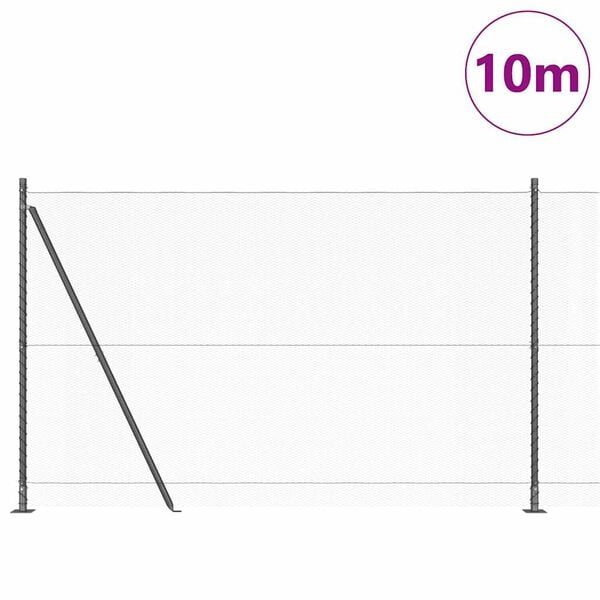 vidaXL Fence Post Grey 10 x 1.5 m (13 mm mesh) Steel and PVC