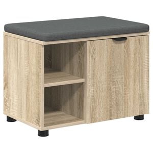 vidaXL Hall Bench with Cushion with Shelf Sonoma Oak 60 x 38 x 46 cm