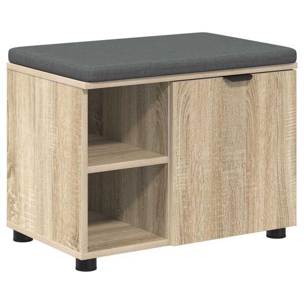 vidaXL Hall Bench with Cushion with Shelf Sonoma Oak 60 x 38 x 46 cm