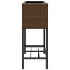 vidaXL Garden Planter with Shelf Brown Poly Rattan