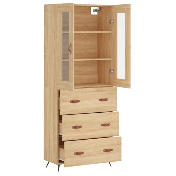 vidaXL Highboard Sonoma Oak 69.5x34x180 cm Engineered Wood
