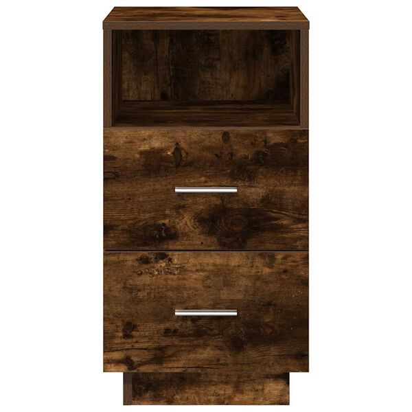 vidaXL Bedside Cabinet with 2 Drawers Smoked Oak 36x36x68 cm
