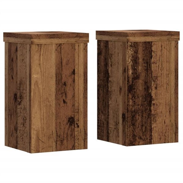 vidaXL Plant Stands 2 pcs Old Wood 10x10x18 cm Engineered Wood