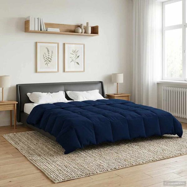 vidaXL Summer Duvet Quilted Dark Blue 220 x 240 cm Microfiber