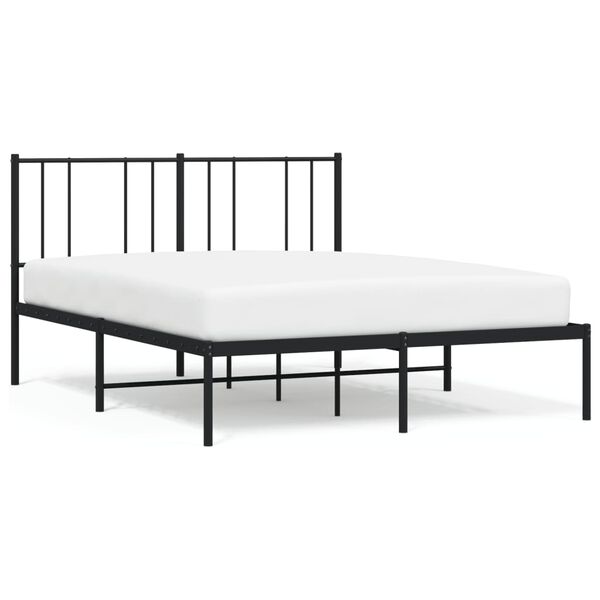 vidaXL Metal Bed Frame without Mattress with Headboard Black 140x190cm