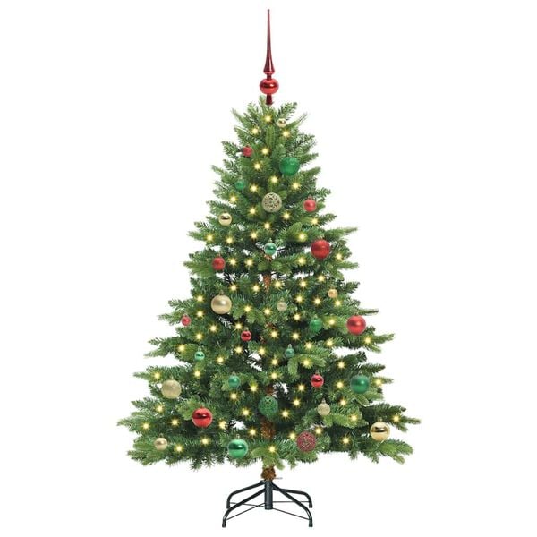 vidaXL Artificial Christmas Tree with 150 LEDs Green 150 cm PE and PVC
