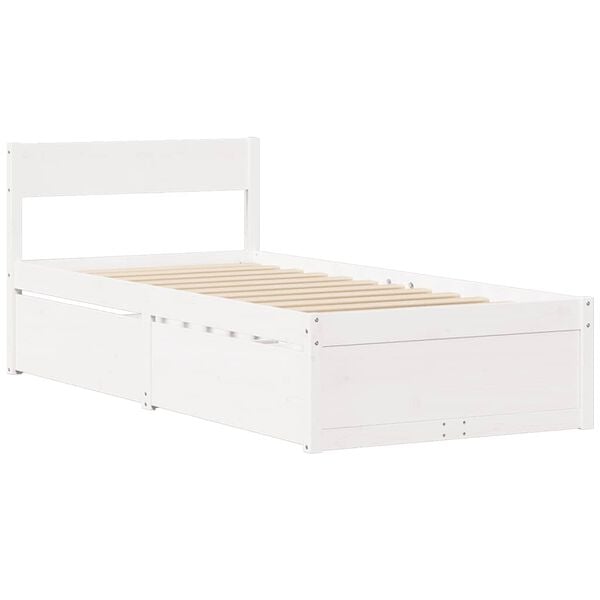 vidaXL Bed Frame without Mattress White 100x200 cm Solid Wood Pine