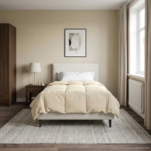 vidaXL Full Year Duvet Quilted Cream 135 x 200 cm Microfiber