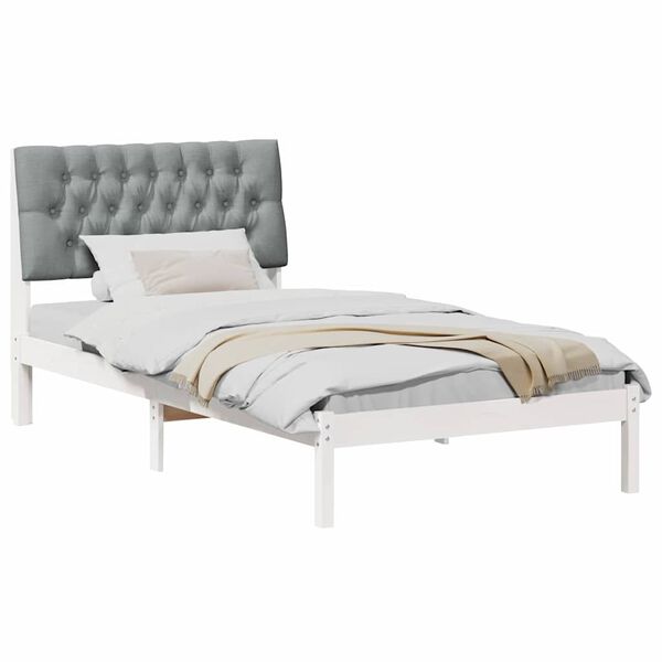 vidaXL Bed Frame with Upholstered Headboard White 100 x 200 cm