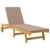 vidaXL Sun Lounger Reclining with Cushion Taupe Solid Acacia Wood