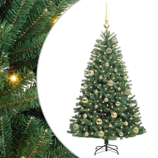 vidaXL Artificial Hinged Christmas Tree Green 120 cm PVC and Metal