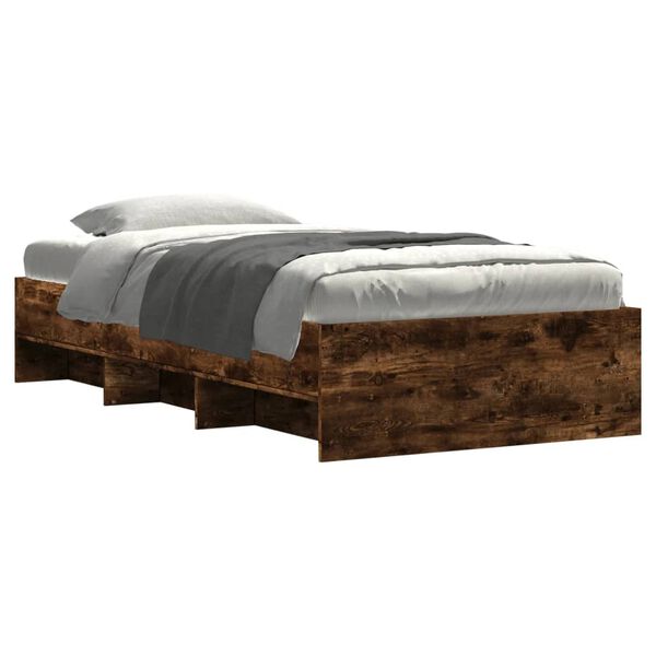 vidaXL Bed Frame without Mattress Smoked Oak 100x200 cm Engineered Wood