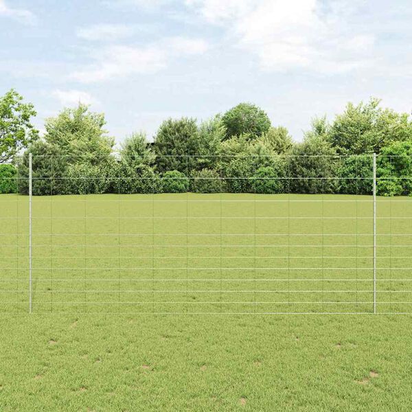 vidaXL Fence with Post Silver 1.4 x 25 m Steel