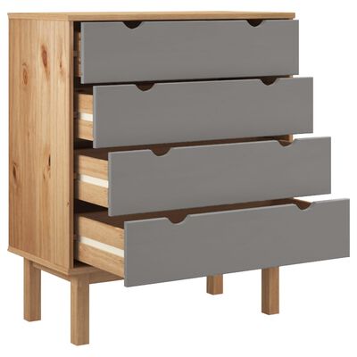 vidaXL Drawer Cabinet OTTA Brown&Grey 76.5x39.5x90cm Solid Wood Pine