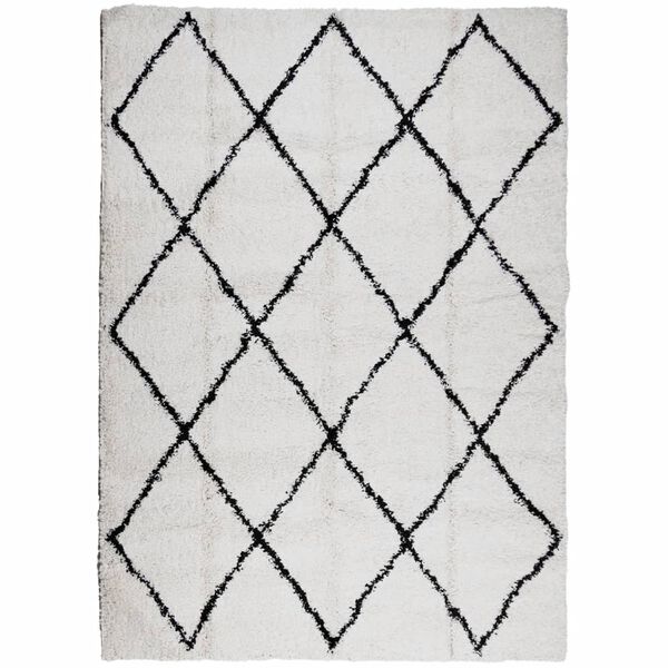 vidaXL Shaggy Rug PAMPLONA High Pile Modern Cream and Black 240x340 cm