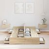 vidaXL Storage Bed Frame Sonoma Oak 120 x 200 cm Engineered Wood
