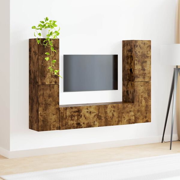 vidaXL TV Cabinet Set 6 pcs Smoked Oak Engineered Wood