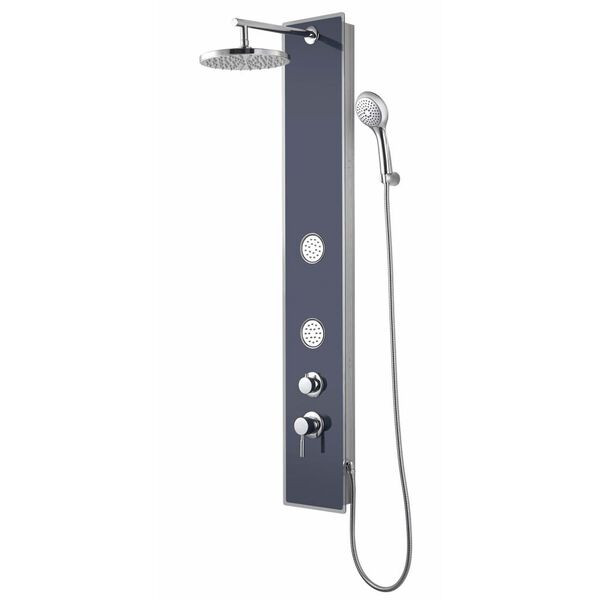 SCH&Uuml;TTE Glass Shower Panel with Single Lever Mixer GLASDUSCHPANEEL Anthracite