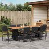 vidaXL Garden Dining Set 9 pcs Black Poly Rattan