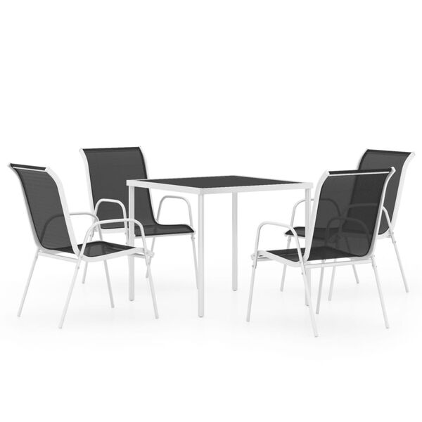 vidaXL 5 Piece Outdoor Dining Set Steel Black