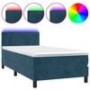 vidaXL Box Spring Bed with Mattress&LED Dark Blue 90x200cm Velvet