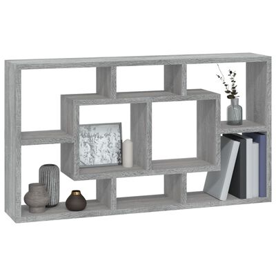 vidaXL Wall Display Shelf 8 Compartments Grey Sonoma