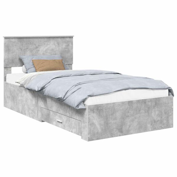 vidaXL Bed Frame Concrete Grey 100 x 200 cm Engineered Wood