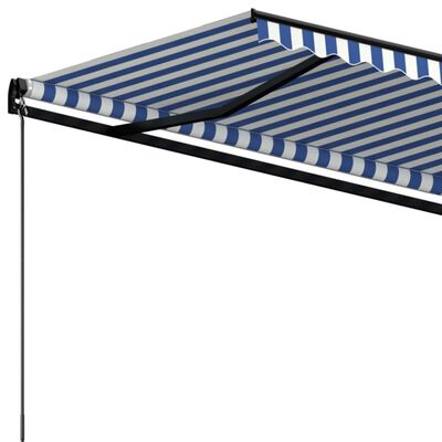 vidaXL Manual Retractable Awning 400x350 cm Blue and White