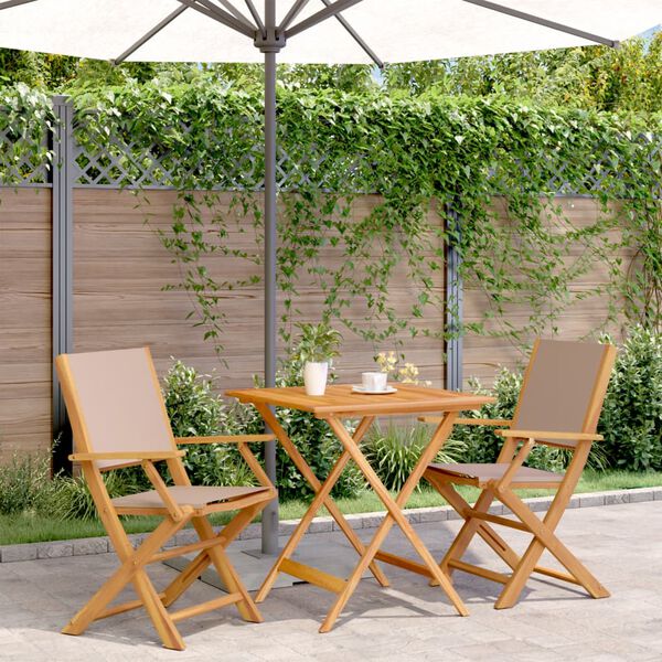 vidaXL 3 Piece Bistro Set Taupe Fabric and Solid Wood
