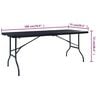 vidaXL Folding Garden Table Black 180x75x72 cm HDPE Imitation Rattan