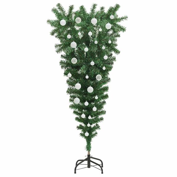 vidaXL Upside-down Artificial Pre-lit Christmas Tree with Ball Set PVC