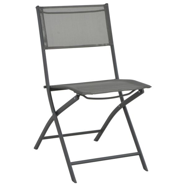 vidaXL Folding Outdoor Chairs 4 pcs Grey Steel and Textilene