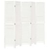 vidaXL Room Divider 5 Panels Retro White Solid Wood Paulownia