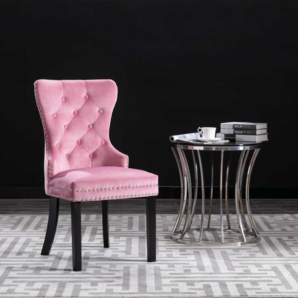 vidaXL Dining Chairs 2 pcs Pink Velvet