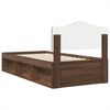 vidaXL Bed Frame with Headboard Brown Oak 75 x 190 cm Solid Pine Wood