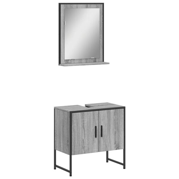 vidaXL 2 Piece Bathroom Cabinet Set Grey Sonoma Engineered Wood