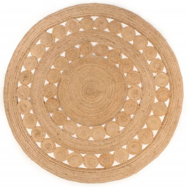 vidaXL Area Rug Braided Design Jute 180 cm Round