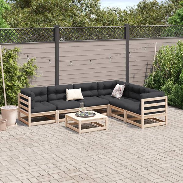 vidaXL 7 Piece Garden Sofa Set Solid Wood Pine