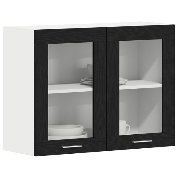 vidaXL Hanging Cabinet Lyon Black Oak 80 x 31 x 60 cm Engineered Wood