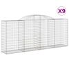 vidaXL Arched Gabion Baskets 9 pcs 300x50x120/140 cm Galvanised Iron