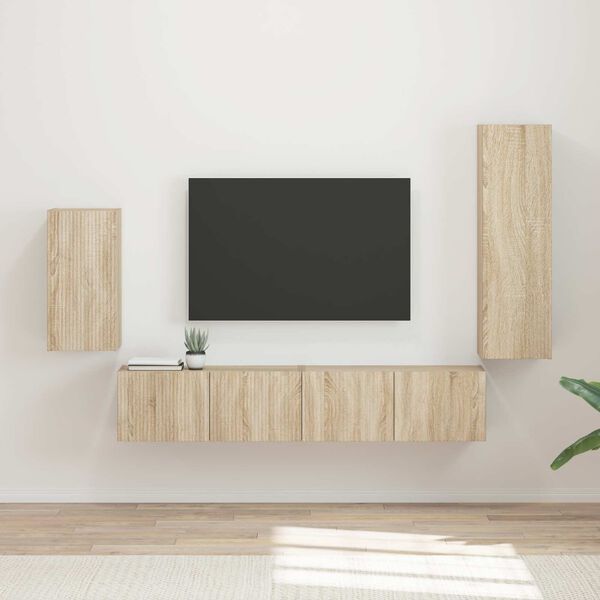 vidaXL TV Cabinet Set Wall-mounted 4 pcs Sonoma Oak Engineered Wood
