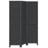 vidaXL Room Divider 3 Panels Black Solid Wood Paulownia