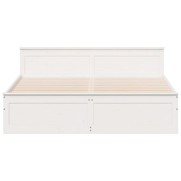 vidaXL Bed Frame without Mattress with Headboard White 180x200 cm Super King Solid Wood Pine