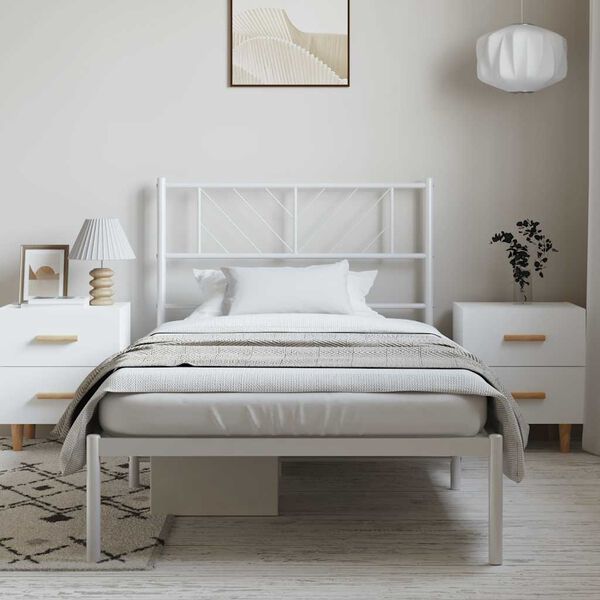 vidaXL Metal Bed Frame without Mattress with Headboard White 100x190cm