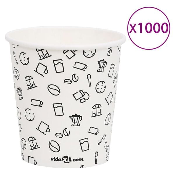 vidaXL Coffee Paper Cups 200 ml 1000 pcs White and Black